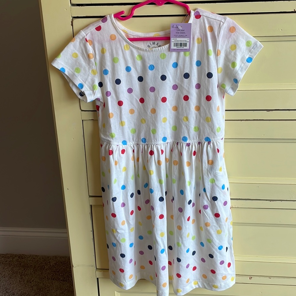 Primary Rainbow Polka Dot Tee Dress
